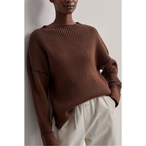 Varley Brown Ribbed Crew Neck Sweater Excellent Condition